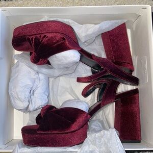 Abound Burgundy Velvet Wedges
